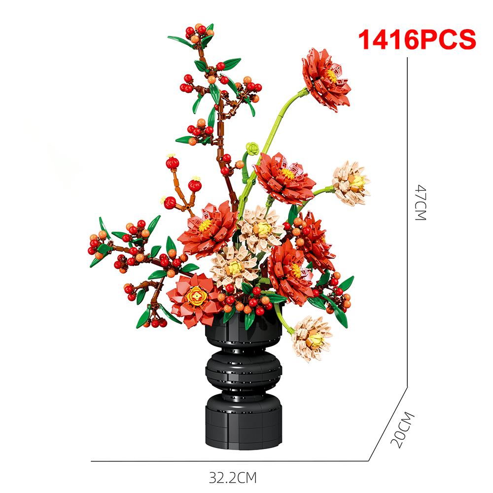 KNEW BUILT Eternal Flower Bouquet Building Up Bricks Toy-Home DecorStress-Relief PuzzlePerfect for Women’s Day/Teacher’s Day Perfect Gift