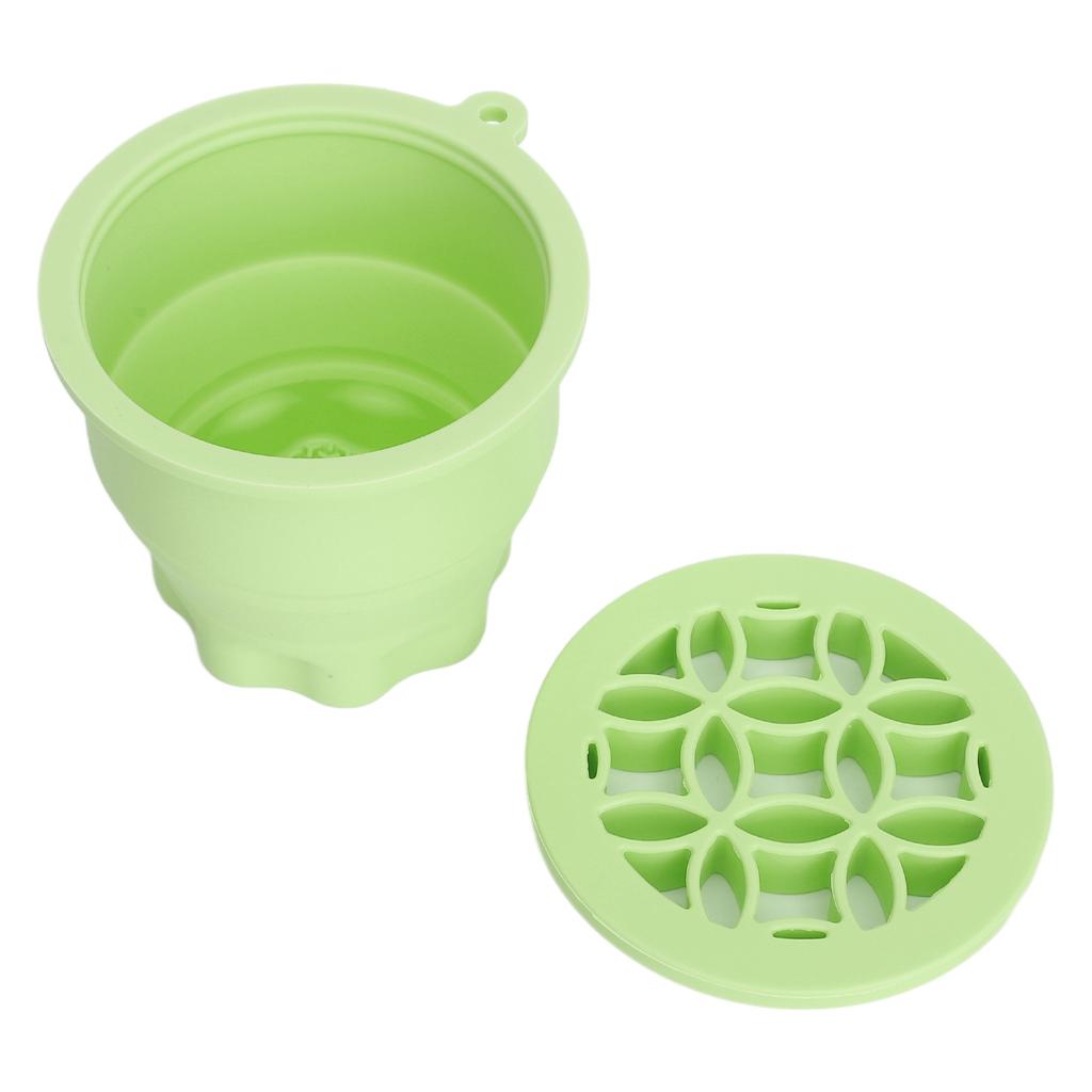 2 in 1 Makeup Brush Cleaning Mat with Brush Drying Rack Folding Space Saving Cosmetic Brush Cleaner Bowl