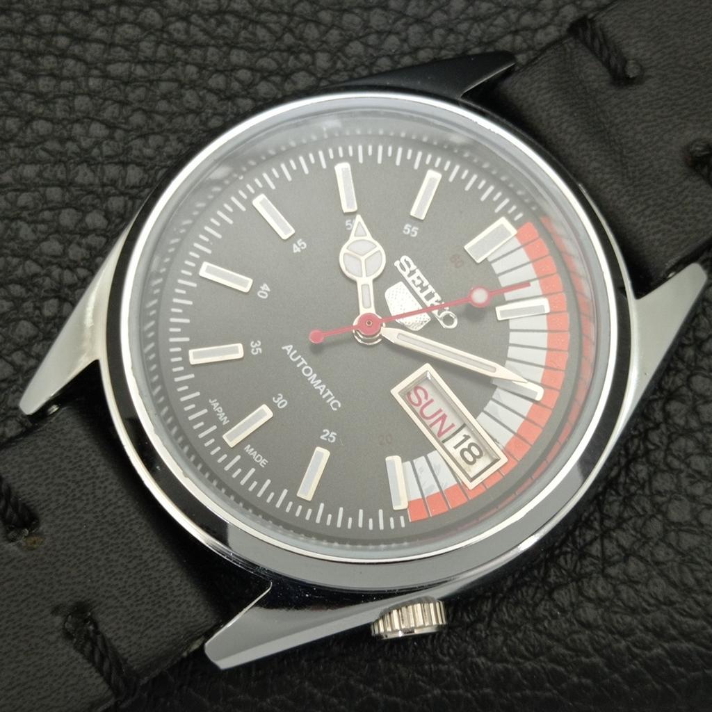 VINTAGE REFURBISHED SEIKO 5 AUTOMATIC 6309A JAPAN MENS BLACK WATCH a441107-4 Sk-a441107