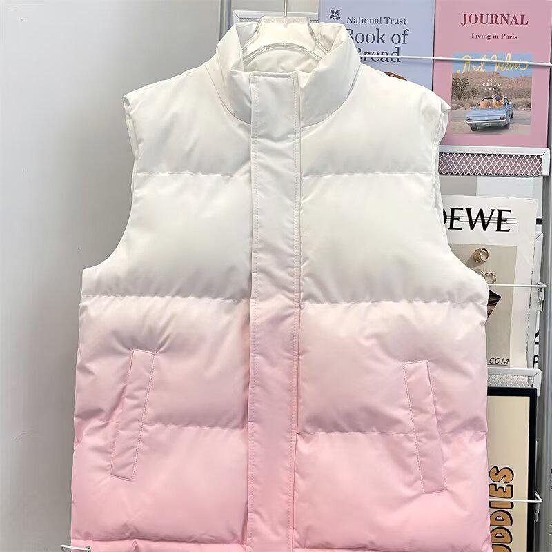 Unisex Gradient Stand Collar Winter Vest - Fashionable, Casual, and Versatile Outerwear