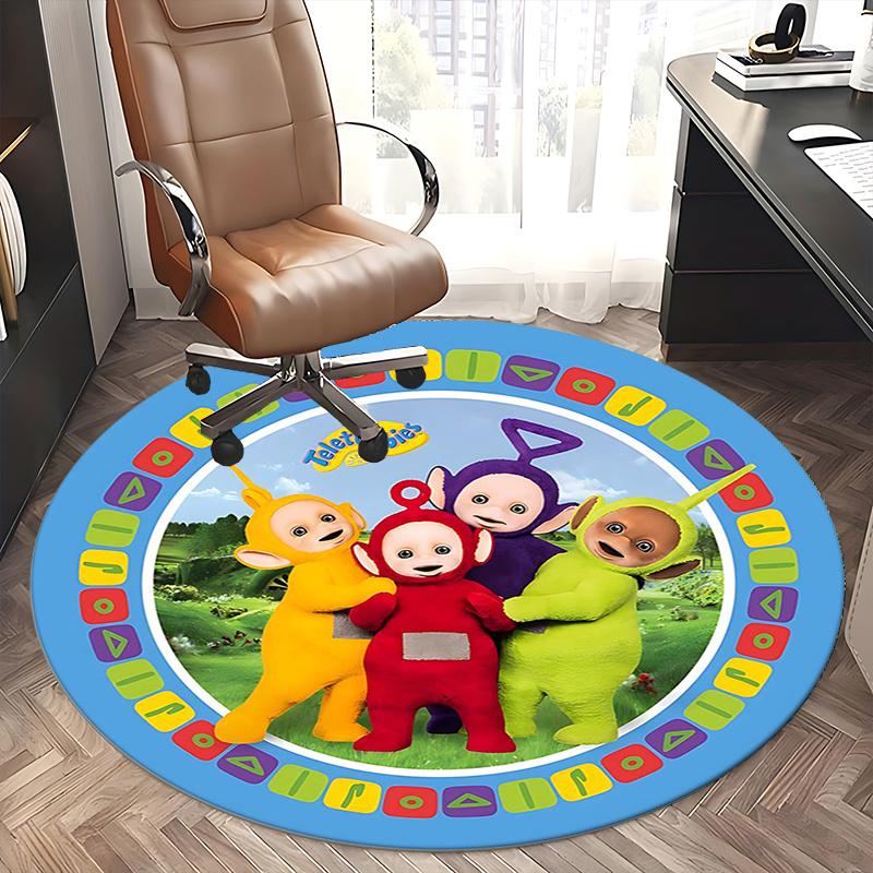 Tappetino Sedia Teletubbies Tappeto Rotondo - Tappeto Ufficio, Lavabile in Lavatrice, Antiscivolo, Adatto per Soggiorni, Camere da Letto