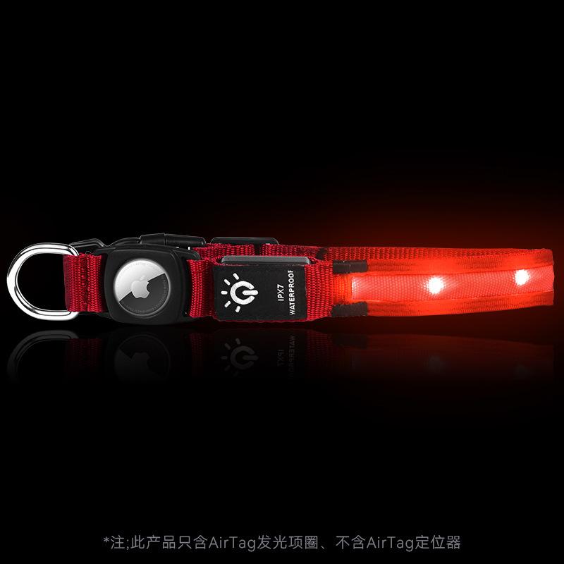 Rechargeable LED Light-emitting Pet Protective Collar with Airtag for Dog Loss Prevention and Tracking, Waterproof