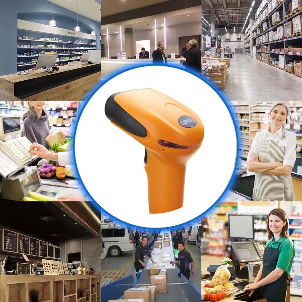 Yellow 10mA USB Bar Code Laser Reader Barcode Scanner with Stand Handheld Automatic Sensing (With Scanner Stand) New 19*9.5*7 Cm