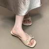 Women's Summer Wedges Low Heel Slippers Fashion Designer Butterfly-knot Open Toe Dress Slides for Ladies