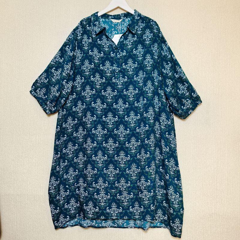 Trade Orders Exported to Japan Tail Goods Rayon Printing V-neck Pullover Dress Loose Casual Plus size Customer Supply Fabric Middle-aged Women Dress