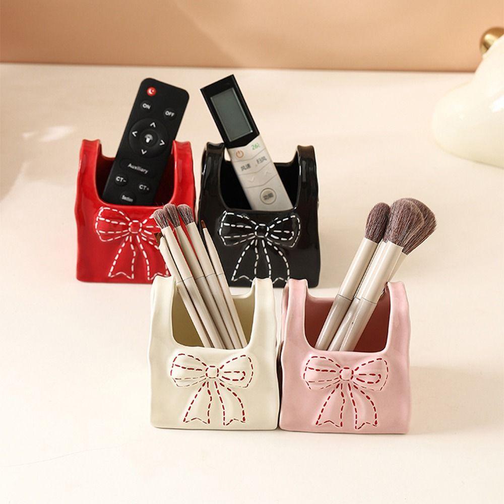 Elegant Ceramic Pen Holder Minimalist Decorative Cosmetic Storage Bucket Creative Practical Desk Sundries Organizer Home Decor