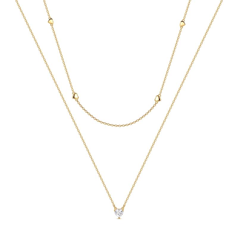 Original Copper Necklace Sparkling Heart Pearl Sun Moon Necklace For Woman Men Wedding Engagement Party Fine Jewely