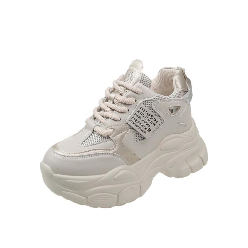 

Модные женские кроссовки на толстой платформе, повседневные туфли высотой 7,5 см, с увеличенной толстой подошвой, женские кроссовки, модные дышащие, женские 34 серый