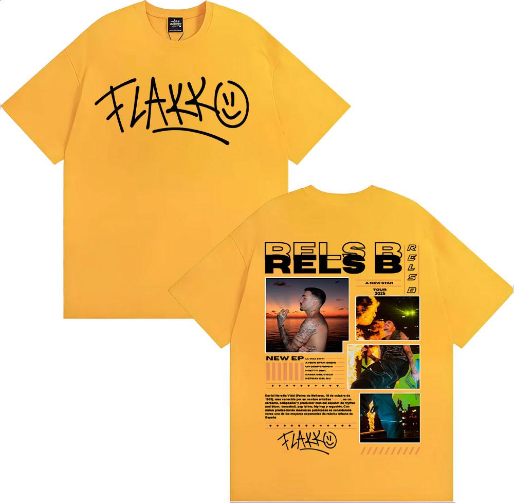 Rapper RELS B Skinny Flakk 2025 Tour Merch T Shirts Men Women Fashion Hip Hop Vintage Tshirt Casual ONeck Short Sleeve T Shirt