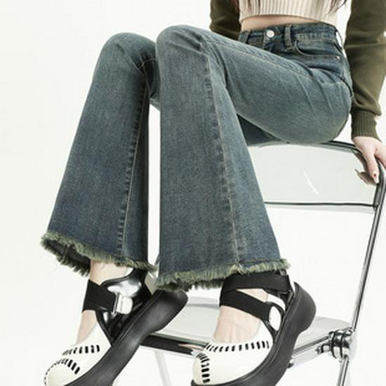 Women's Dirty Pink High Waist Wide Leg Jeans - Slim Fit, Floor Length, Straight Leg Pants for Spring