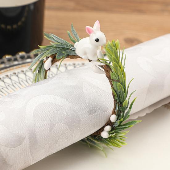 Easter Bunny Napkin Ring Spring Themed Napkin Holder Rabbit Ear Napkin Buckle Table Decorations for Dinner Party Banquet Events