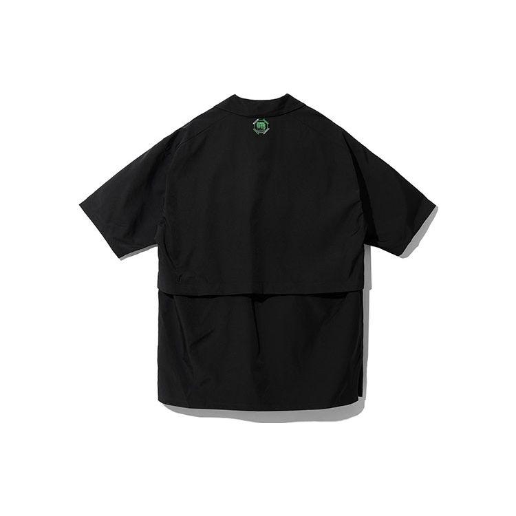 Li Ning Badfive Chongqing City Limited Series Fog Capital Trend Lässig Sportlich Atmungsaktiv Tasche Kurzarmhemd Herrenhemden Schwarz ASHR135-2