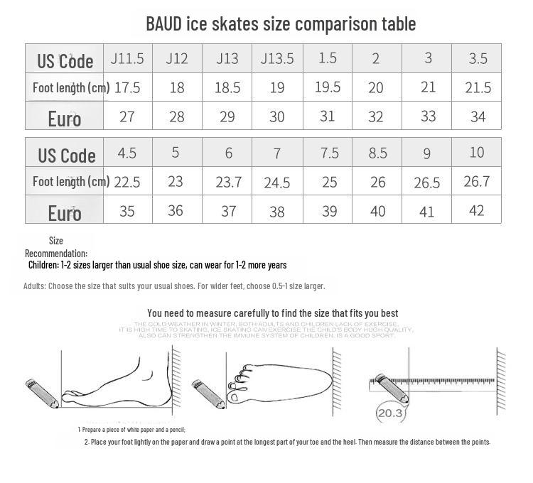 Baide Waltz Genuine Leather Adult & Children's Ice Skates for Figure & Speed Skating