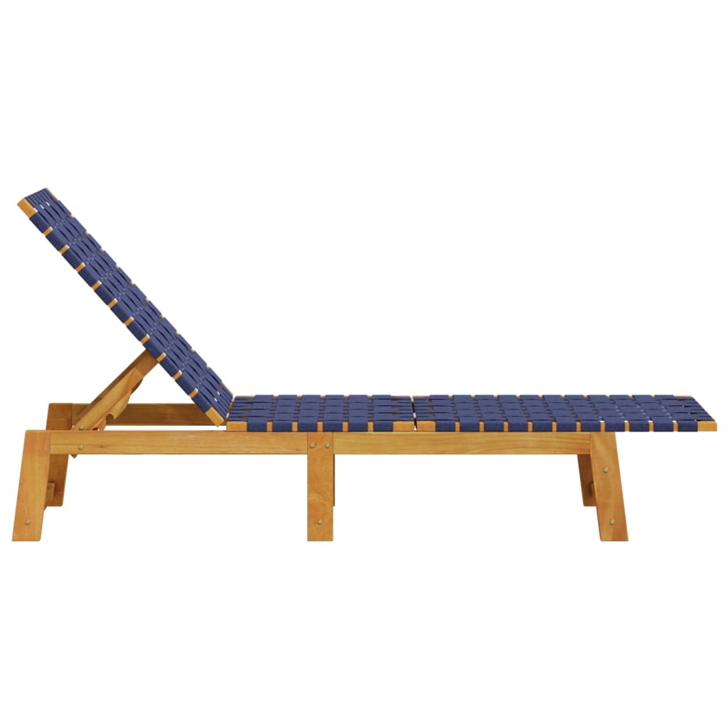 2 Piece Sun Lounger Set Dark Blue Solid Acacia Wood and Fabric