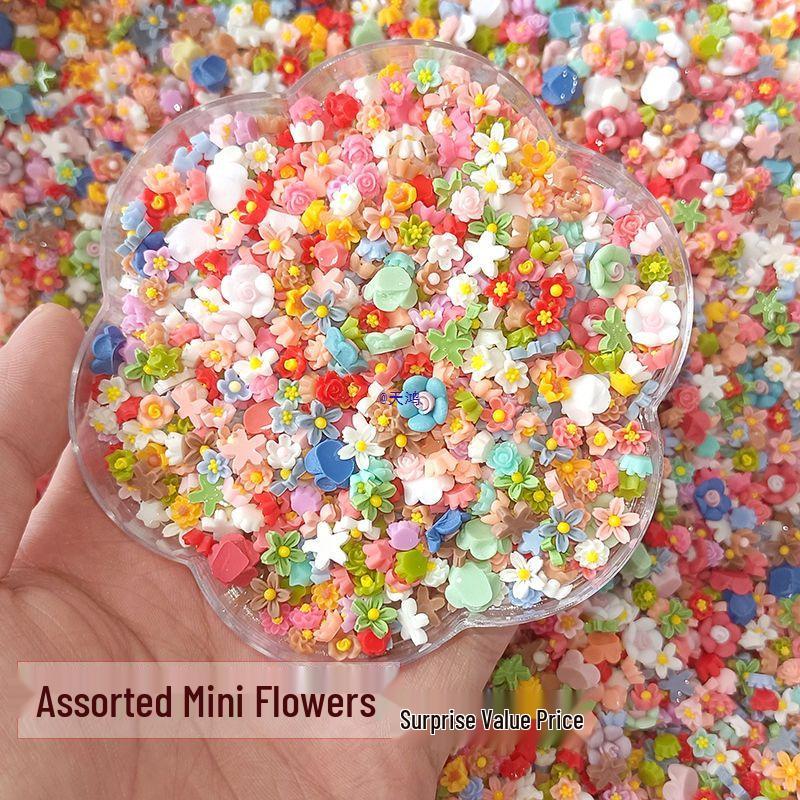 Five-Petal Flower Nail Art Decorations - Mini Colorful Jewelry Accessories with Irregular Diamonds