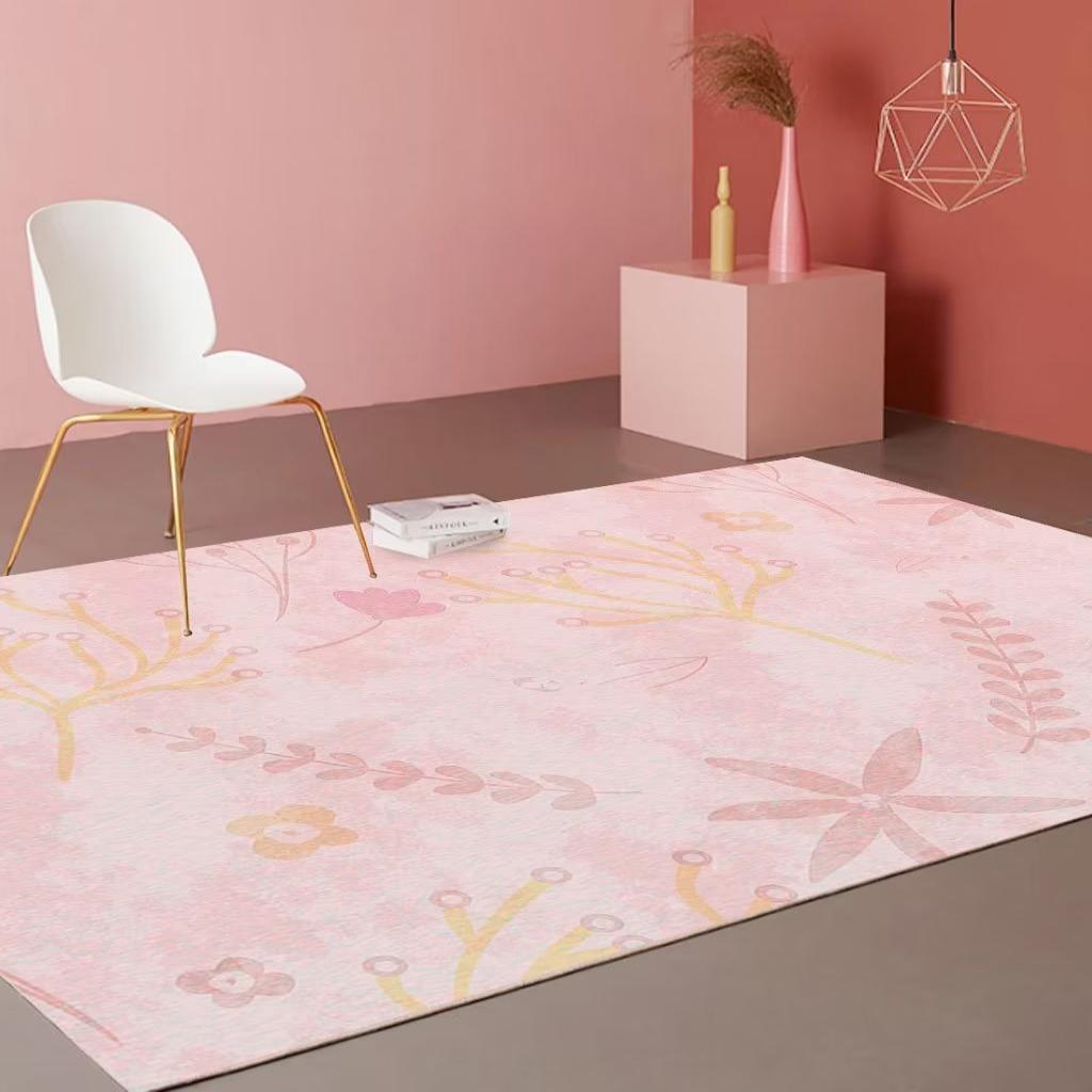 

Modern Minimalist Pink Carpet Fluffy Soft Geometric Rug Non-slip Floor Mat for Living Room Bedroom Light Luxury 60x90cm