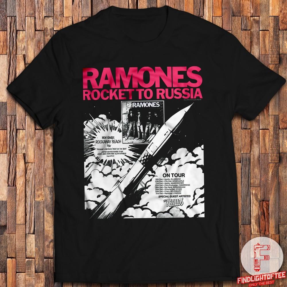 Rocket to Russia The Ramones TShirt Rockaway Beach Teenage Lobotomy Vintage Unisex T-Shirt L