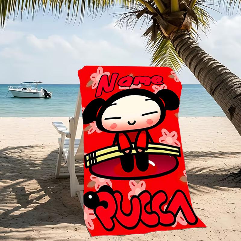 Customizable personalized beach towels Pucca themed designs.Suitable for the beach, yoga, sports;ideal as beach accessories