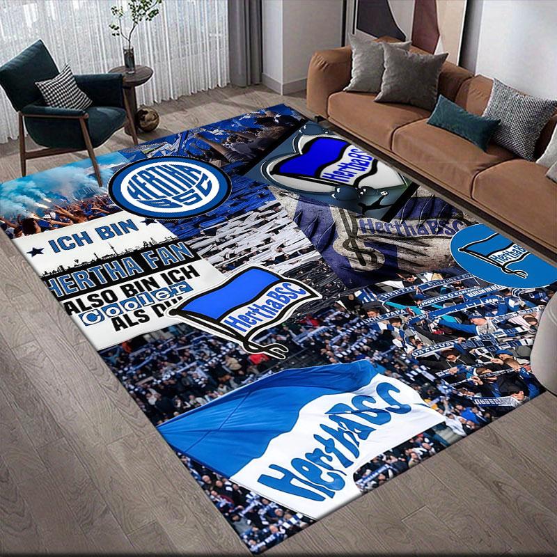 Hertha Flannel Printed Carpet, Home Sofa Decoration for Living Room & Bedroom, Non‑Slip Play Flannel Floor Mat for Game Room