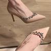 Women's Shoes 2025 Brand Shallow Women's High Heels Fashion Crystal Solid Party Pumps Women Sexy Pointed Toe Heels Women Zapatos