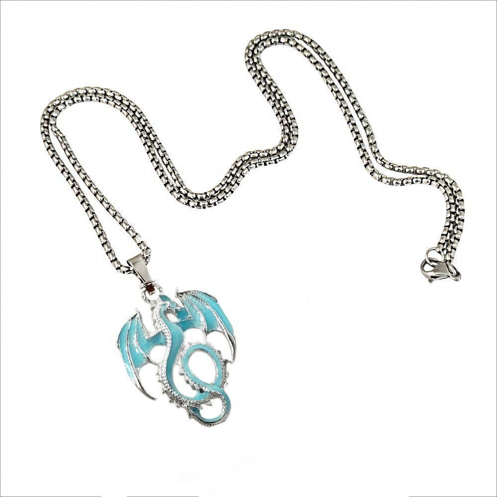 Dragon Luminous Pendant Necklace Stainless Steel Hip Hop Neck Chains Halloween Necklaces Women Men