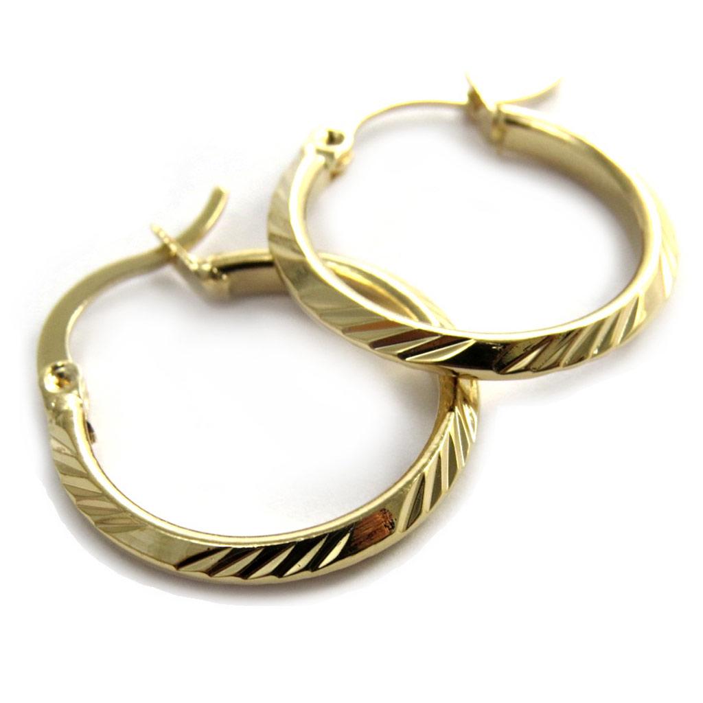 Les Trésors De Lily [N2905] - Gold Plated Hoop Earrings 'Torsades' - 2.1 Cm 3 Mm