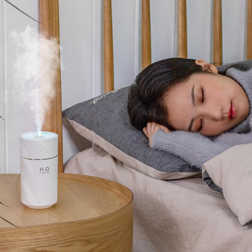 Umidificator de aer electric portabil cu umidificator cu ultrasunete cu lumină LED de 7 culori, 360 ml, pentru birou, mașină, acasă