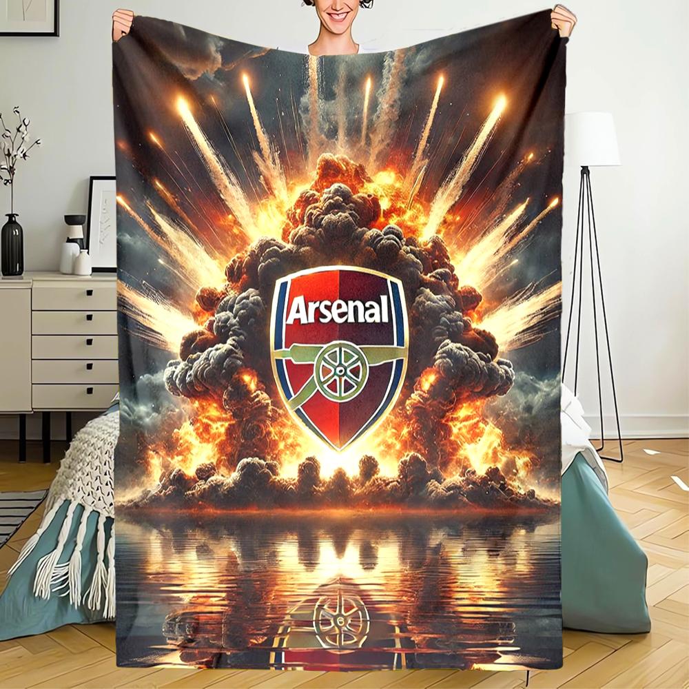 Coperta stampata a tema Arsenal Football Club - Perfetta per divano, letto, viaggi e uso all'aperto | Lavabile in lavatrice, accogliente e resistente.