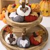 Handmade Crochet Pumpkin Decoration With Polyester Fabric Harvest Festival Shelf Display Accessory