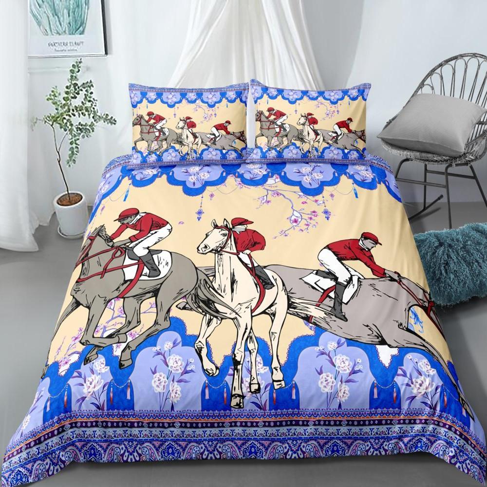 Horse Duvet Cover Set King Size Horse Cowboy Animal Bedding Set For Kid Boys Girls Microfiber Abstract Dream Catcher Quilt Cover