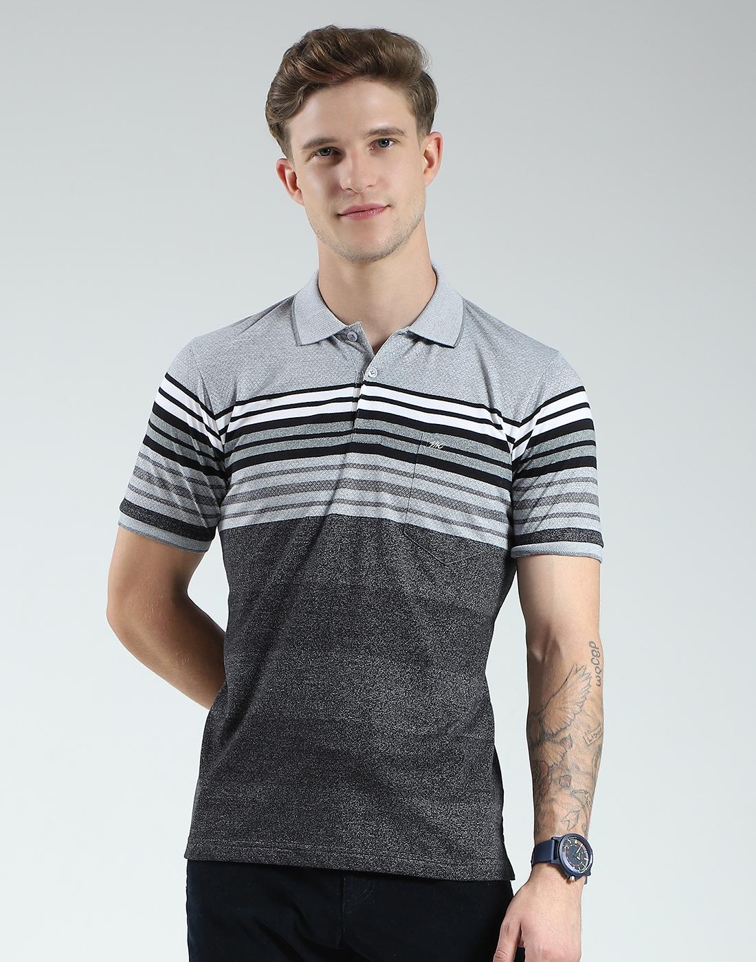 

MONTE CARLO Мужская футболка-поло с коротким рукавом в полоску стандартного кроя M чёрный