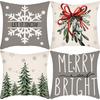 New Christmas Pillowcase Linen Print Christmas Tree House Decoration Festive Pillowcase