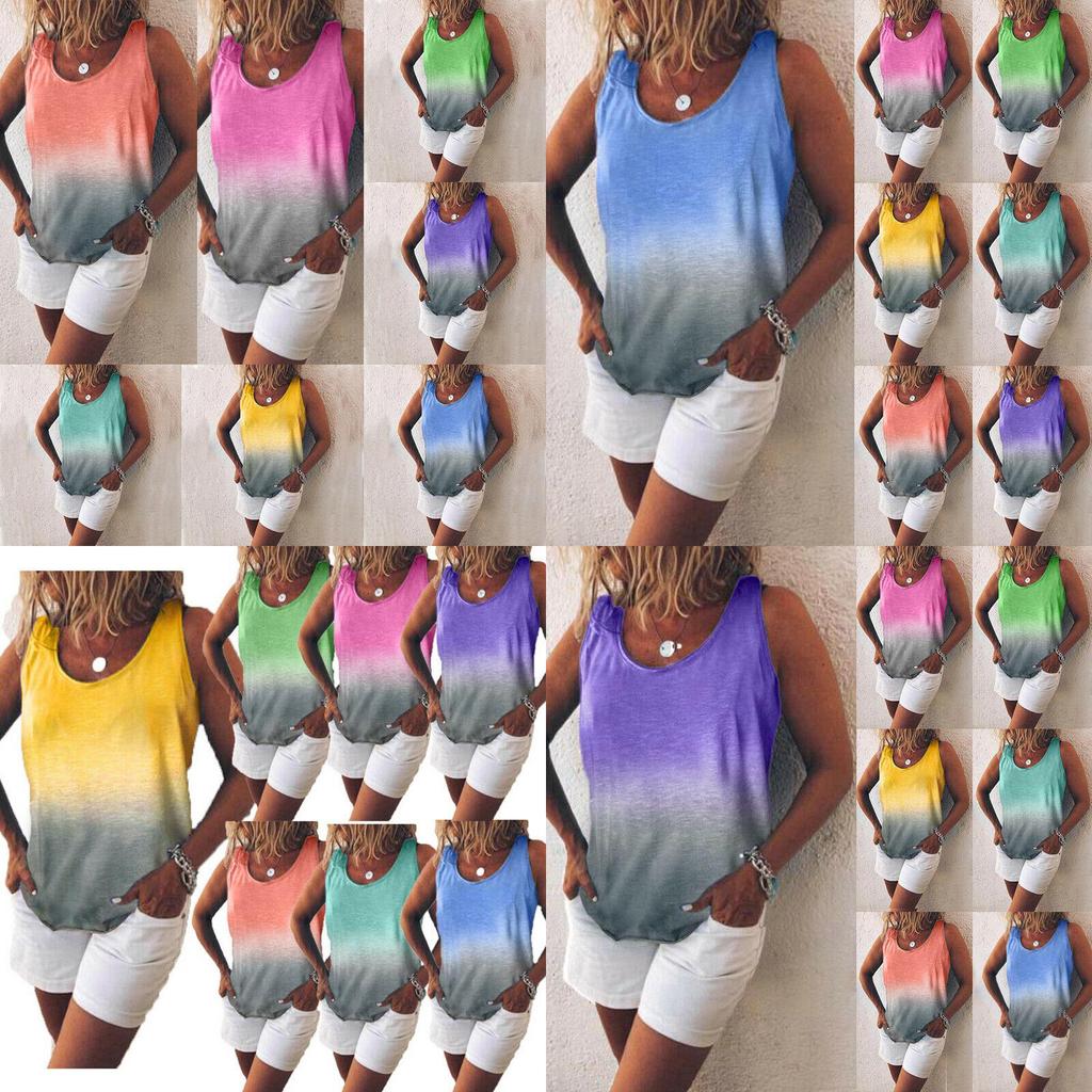 Stylish Women Sleeveless Gradient Vest Tank Top Perfect For Casual Summer Outings