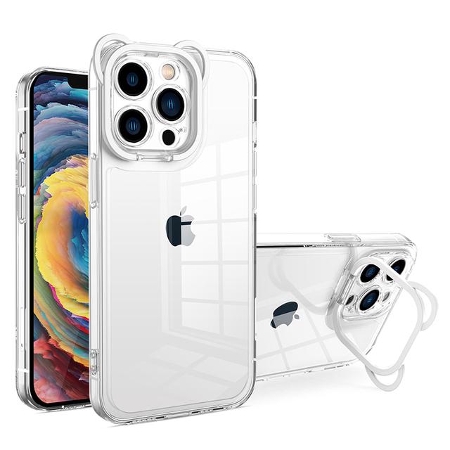 

Чехол-подставка с милыми мультяшными медвежьими ушками для Iphone 13 11 12 Pro Max Xs Xr X 8 7 Plus, прозрачный противоударный чехол с невидимой подставкой, Fundas For iPhone 13Pro Max