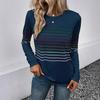 Autumn/Winter 2023 Women's Striped Crew Neck Long Sleeve T-shirt - European and American Fashion.
