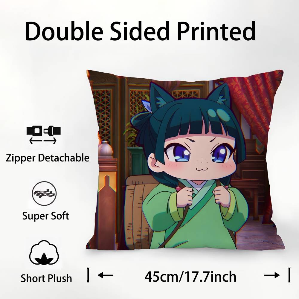 Anime Die Tagebücher der Apothekerin Niedlicher Maomao Kissenbezug Quadratisch Beidseitig bedruckt Kissenhülle Für Sofa Zuhause Schlafzimmer Dekor Geschenk