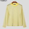 Men Crew Neck Long Sleeve Hollow Mesh Sheer Casual Tops T-shirts