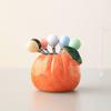 Orange Ceramic Fruit Forks Set Ins Style Creative Dessert Forks with Storage Jar Household Solid Color