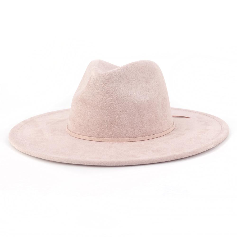 Fascinators Pink Fedoras Hat For Women's Elegant Lady Wedding Party Dress Hats 9.5CM Wide Brim Panama Jazz Cap