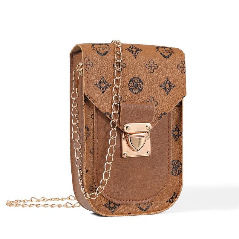 Printed Phone Crossbody Bag Versatile Women's Chain Strap Purse
