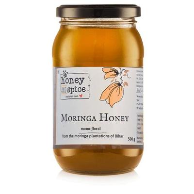 Honey and Spice - Moringa Honey (500g) | Fresh from Moringa Tree - Tree of Life | Monofloral | Highly Nutritious | 100% Raw and Pure (500)