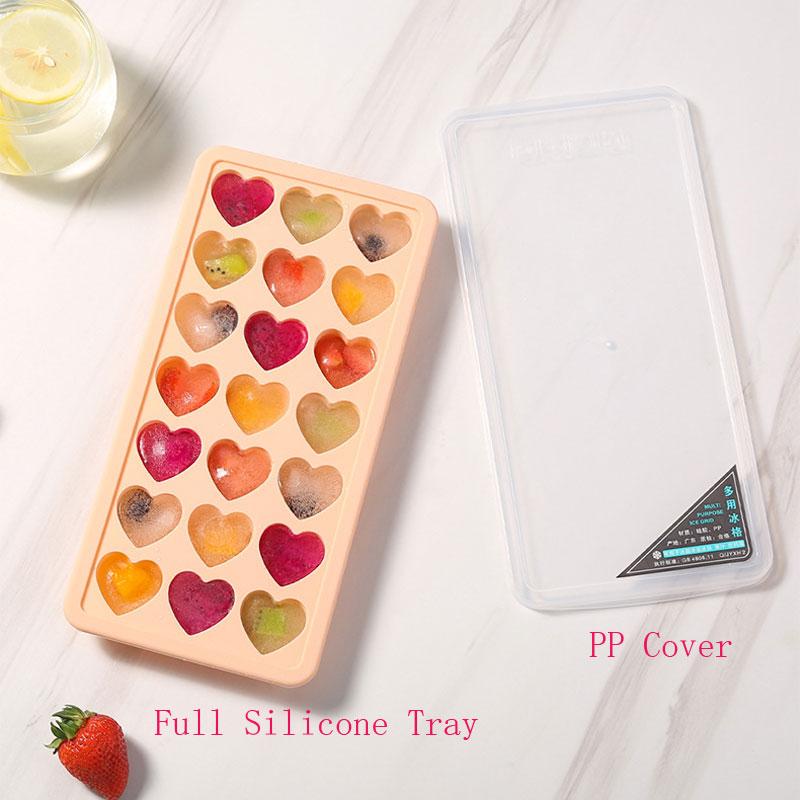 Heart Shape Ice Cube Tray For Freezer 21 Holes Silicone Ice Cube Mold with Removable Lid Flexible for Whiskey Cocktail Chocolate