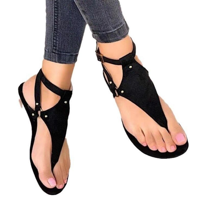 Summer women's flat toe new large size sandals flat sandals