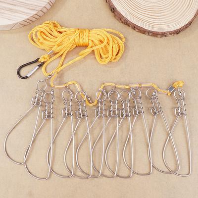 Fishing Snaps Chain Stringer With Float Live Fish Lock Belt 5M 5/10 Lock Stainless Steel Fishing Lock Buckle Fishing Accessories