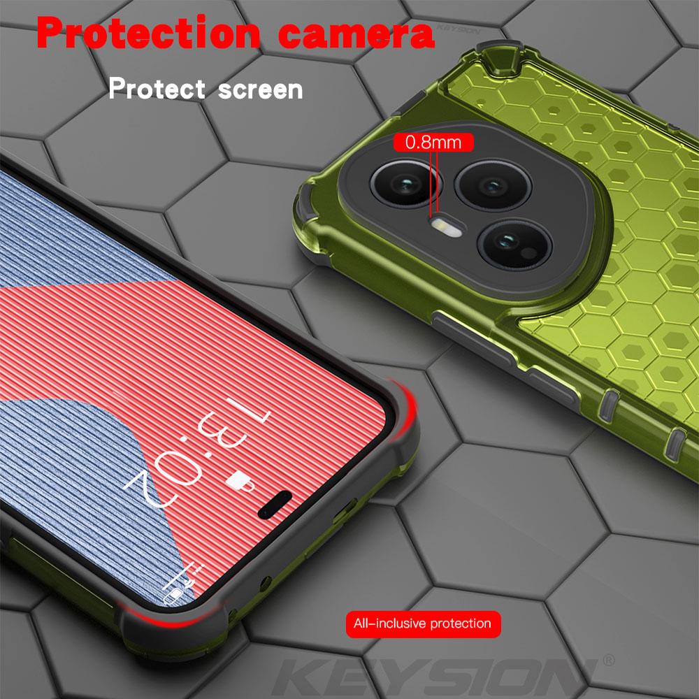 KEYSION Stoßfeste Panzerhülle für HONOR 400 Pro 5G Weiches Silikon+PC Transparentes Waben-Handy-Rückcover für Huawei Honor 400