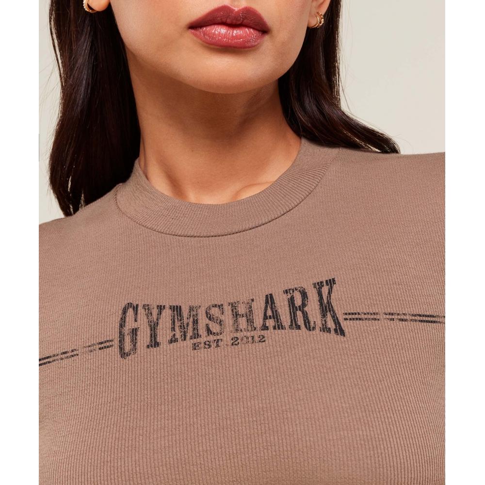 Gymshark Ribbed Cotton Crop Top Mocha Mauve Black B3c2w Nc1z