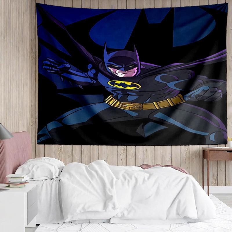 Batman Print Tapestry, Backdrop, Easy Setup, Ideal for Bedroom, Office & Living Room, with Aesthetic Wall Hanging Decor.