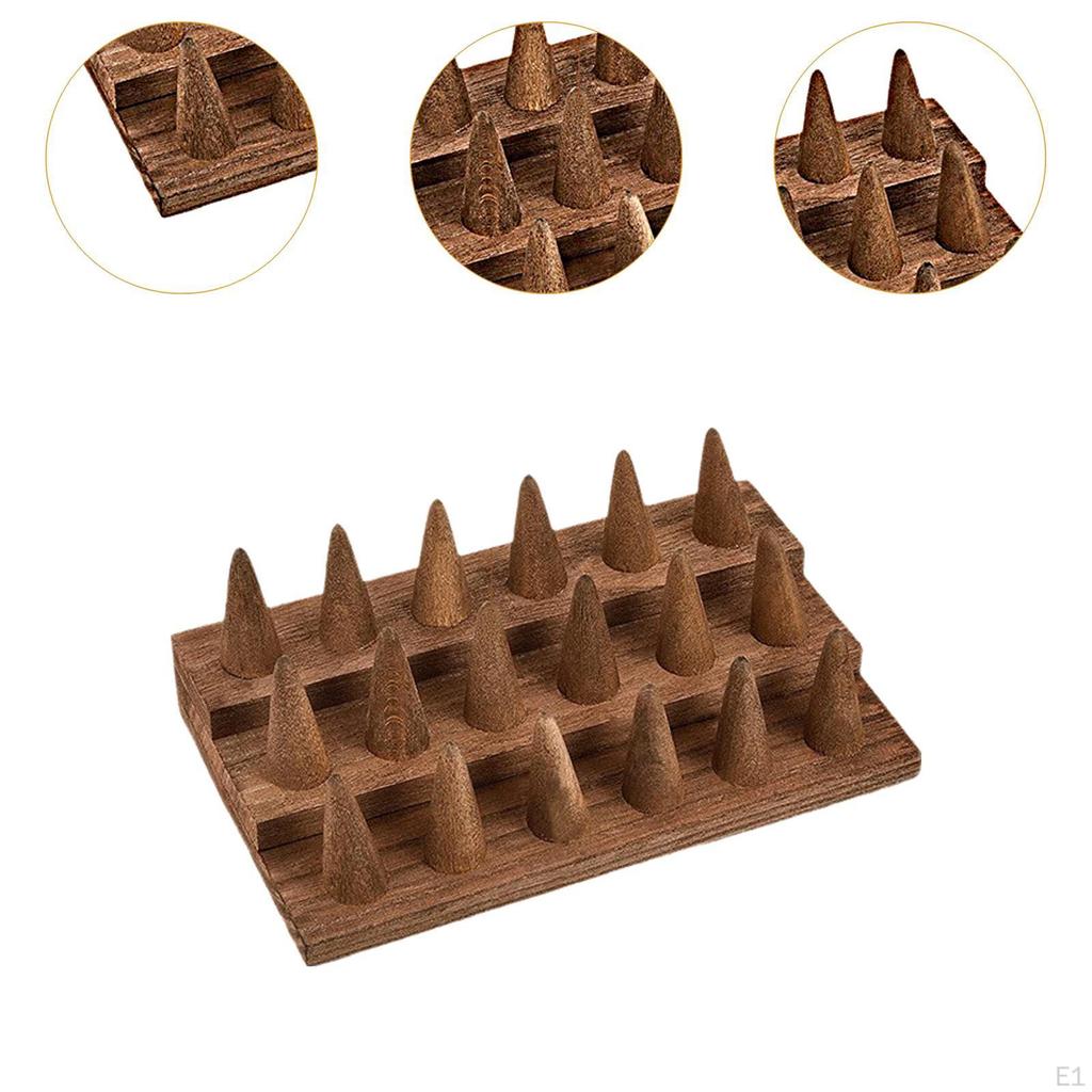 3 Tiers Wooden Finger Ring Stand Organizer for Trade Shows Smooth Surface Brown 7.8x4.7x2.7inch
