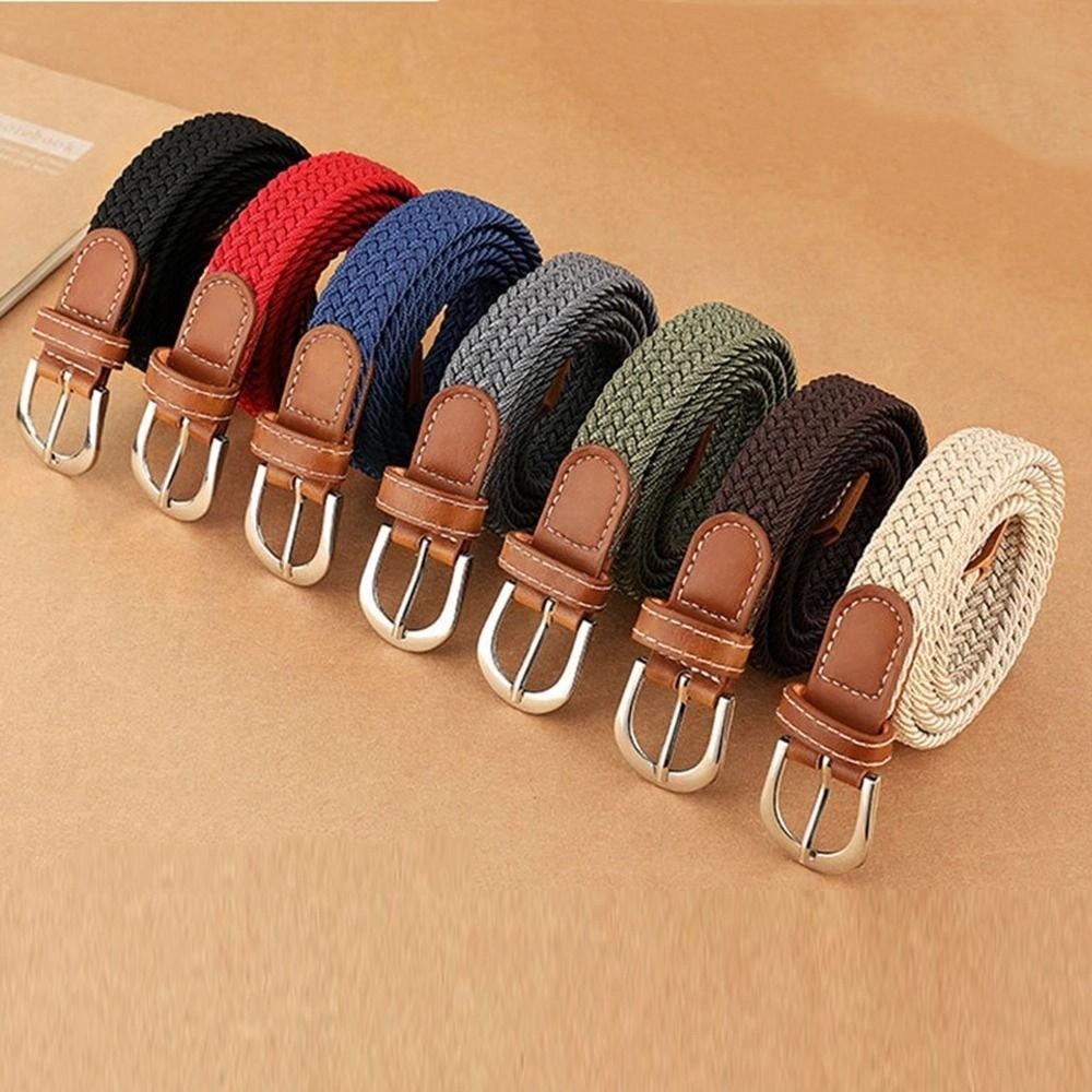 Knitted Thin Elastic Waistband Canvas Stretch Waist Belts Multicolored Woven Belt  Men