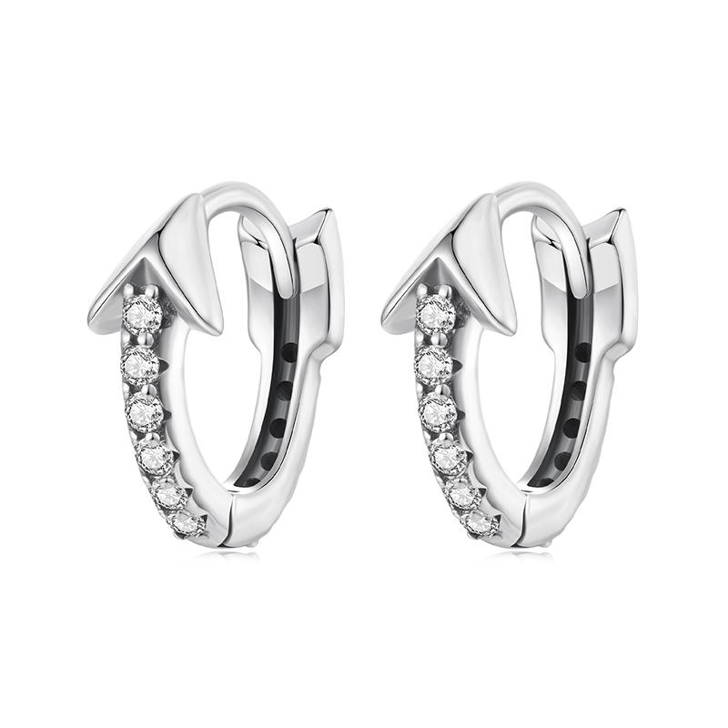 WOSTU 925 Sterling Silver Arrow CZ Hoop Earrings for Women Minimalist Dainty Hypoallergenic Ear Jewelry Wedding Party Gift